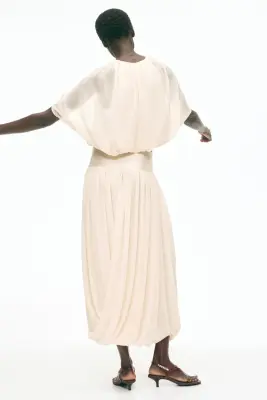 Jupe en mousseline à effet drapé - Beige clair — photo 2