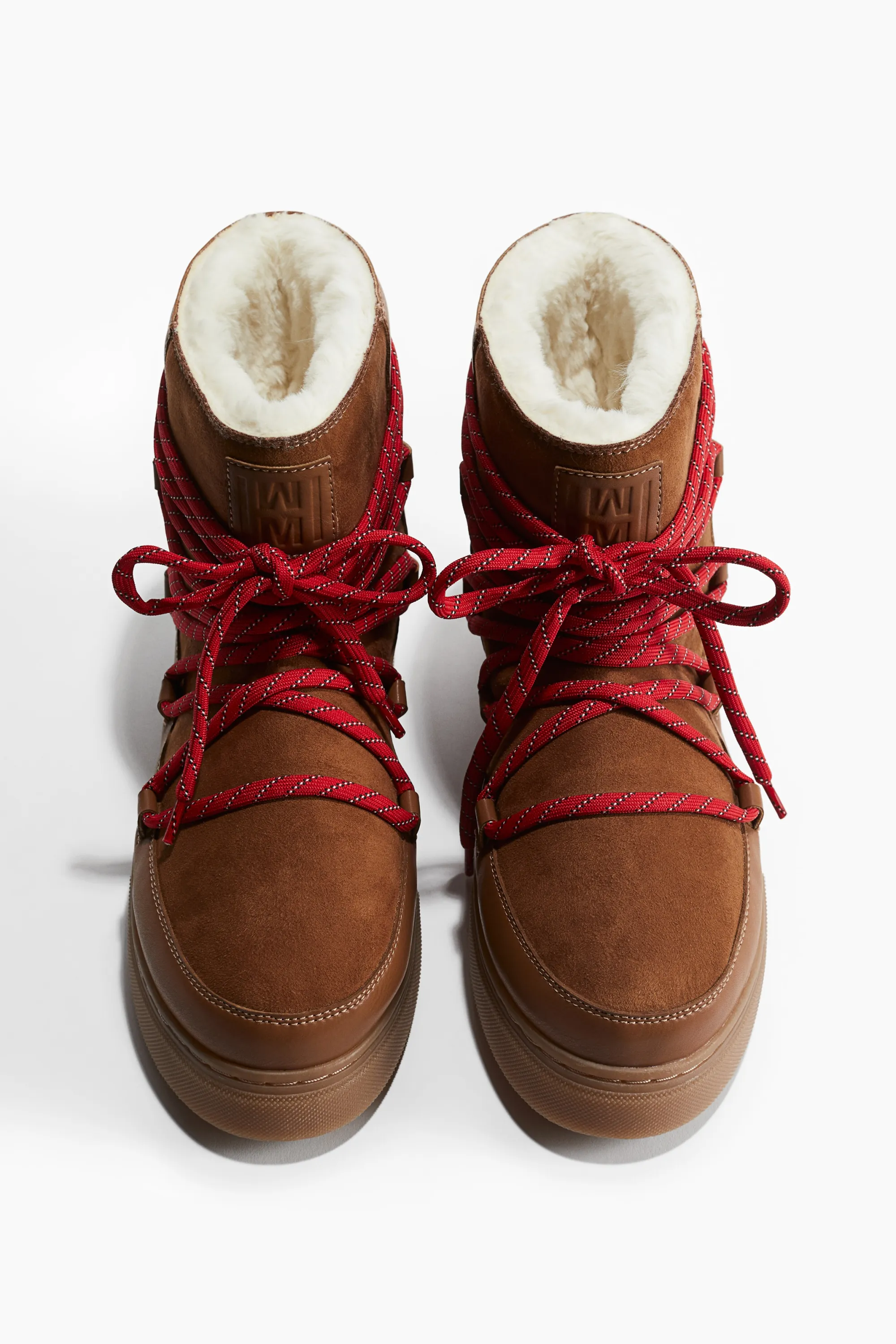 Bottines matelassées à lacets - Marron