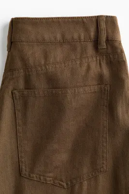 Pantalon en lin mélangé - Marron — photo 5