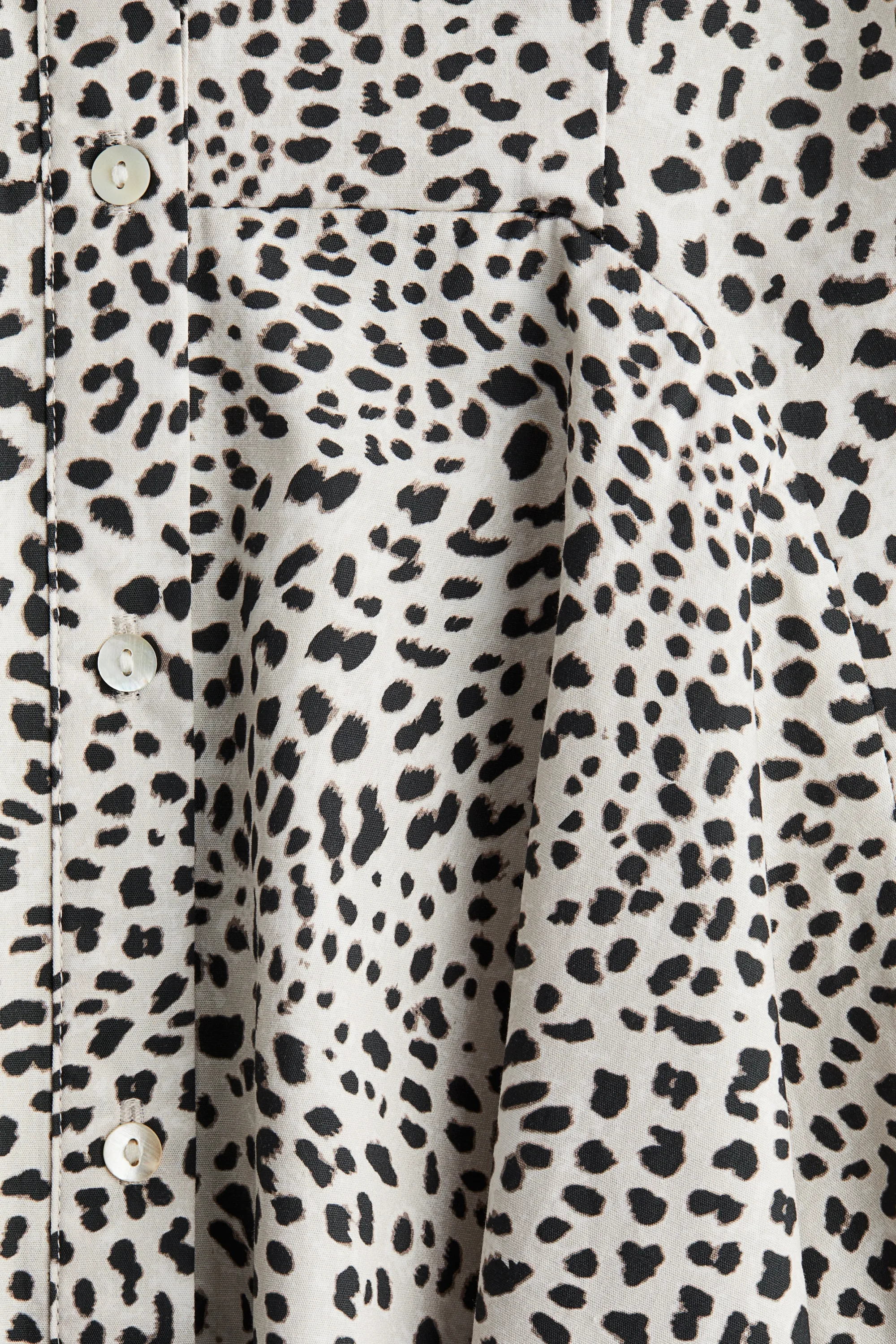 Robe à boutons en coton - Blanc/imprimé léopard