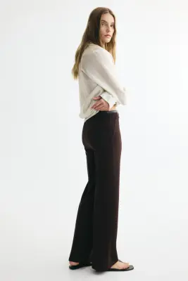 Pantalon droit avec ceinture - Marron foncé — photo 2