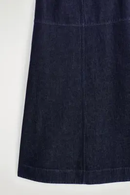 ROBE MIDI TRAPÈZE EN DENIM - BLEU ENCRE — photo 5