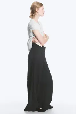 Pantalon de costume large taille haute - Gris foncé chiné — photo 1