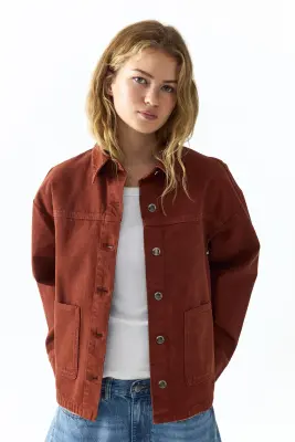 Veste-chemise en twill - Brun rouille — photo 1
