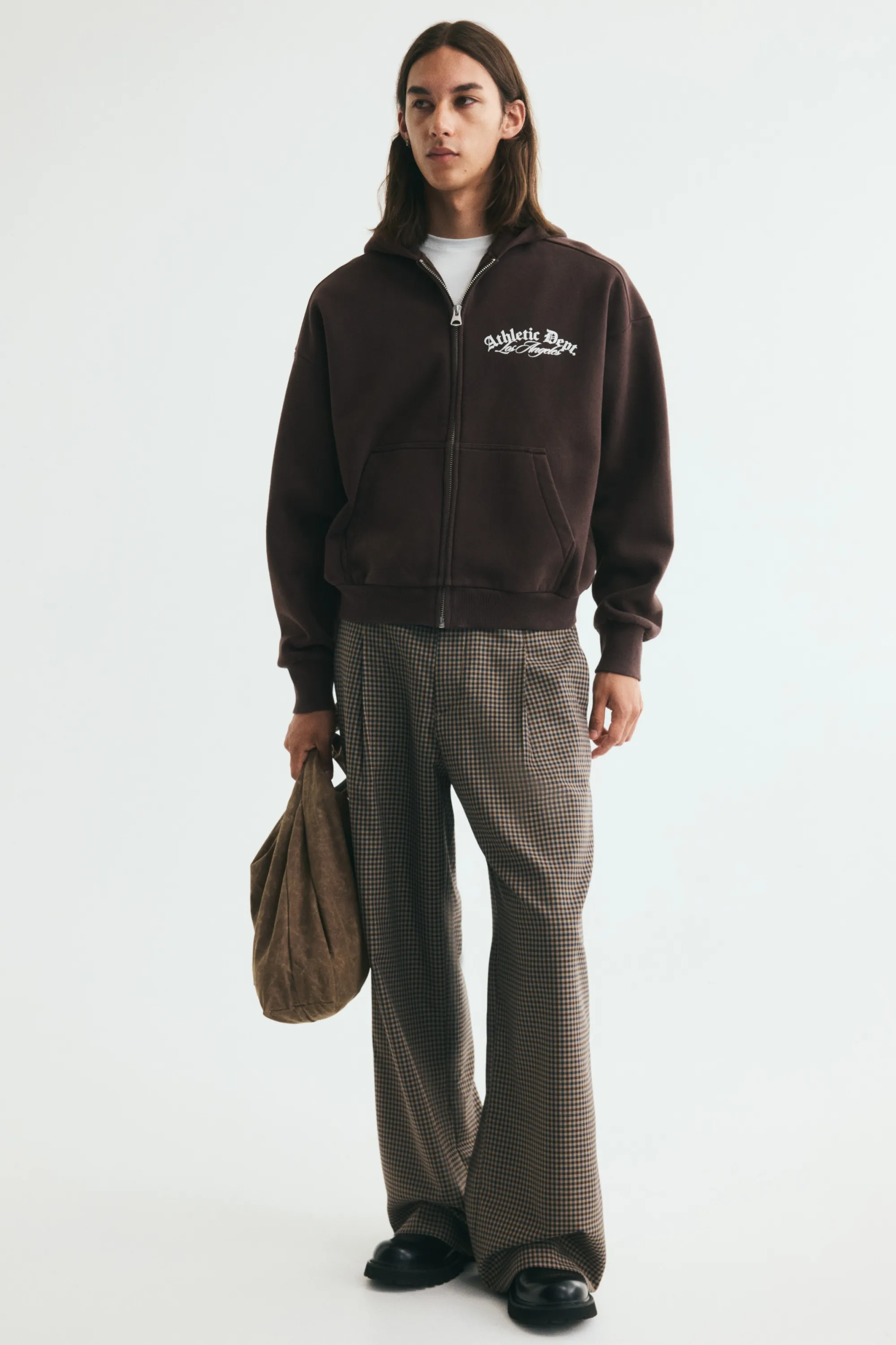 Veste imprimée Oversized Fit avec capuche et zip - Marron foncé/Athletic Dept