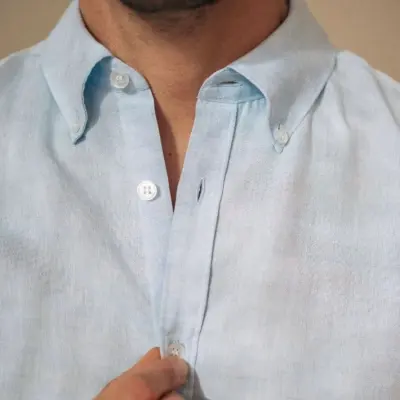 Chemise lin coton bleu clair Paulin — photo 3
