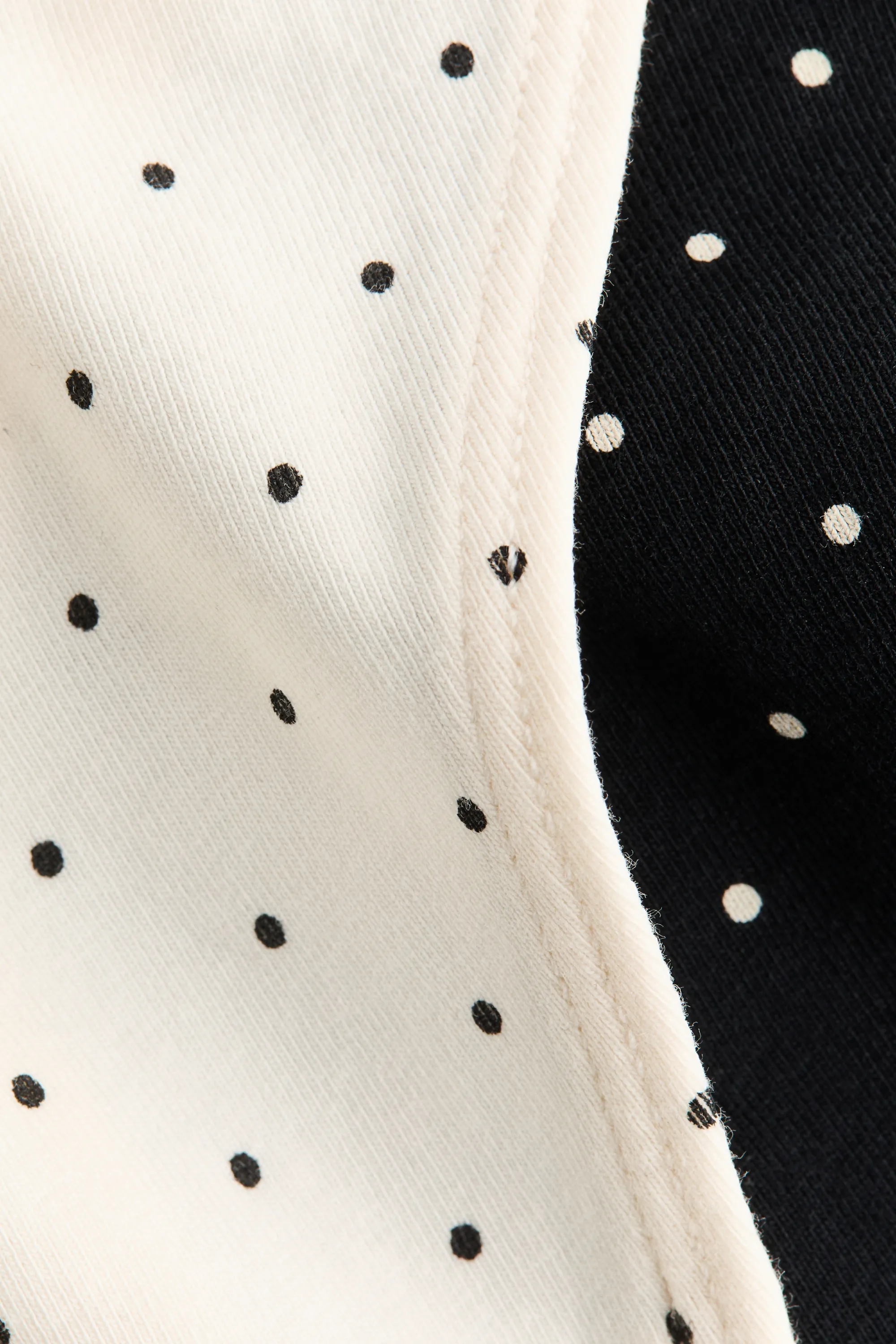 Lot de 5 culottes Thong en coton - Noir/pois crème