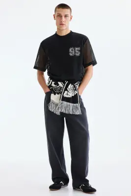 Loose Fit Printed mesh T-shirt - Noir/95 — photo 3