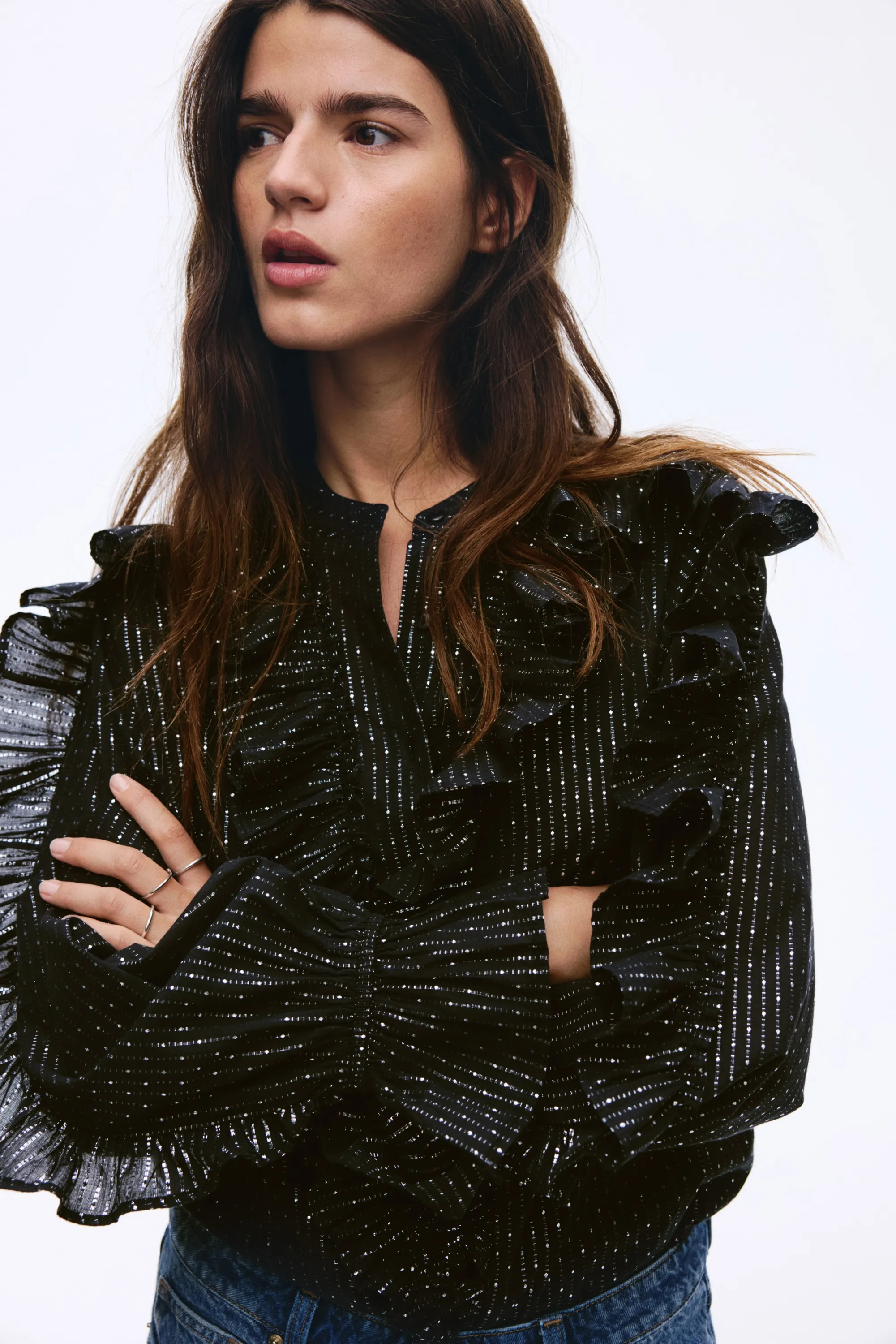 Blouse volantée - Noir