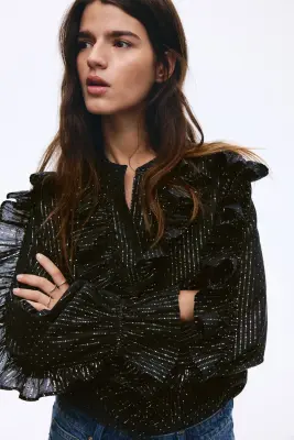 Blouse volantée - Noir — photo 1