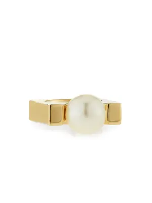 Bague DARCEY carré en laiton doré et perle blanc ivoire Prix boutique 390€ Taille 56 — photo 5