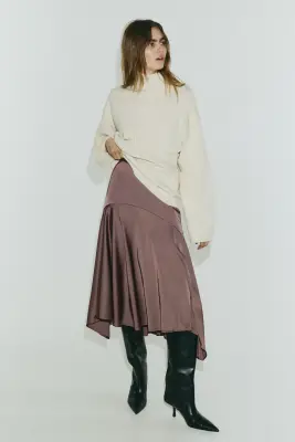 Jupe en twill satin - Mauve foncé — photo 2