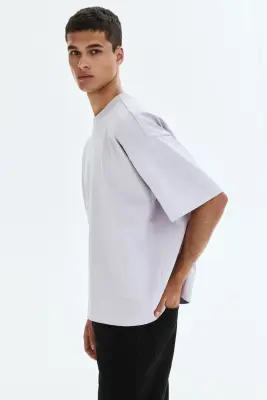 T-shirt Oversized Fit en coton - Violet clair — photo 4