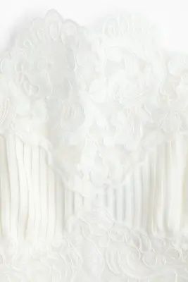 Top en lin mélangé avec dentelle - Blanc — photo 5