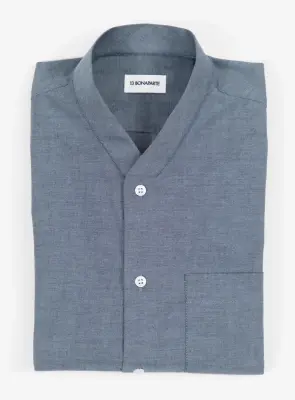 False Collar Shirt in Blue Jean Oxford — photo 2