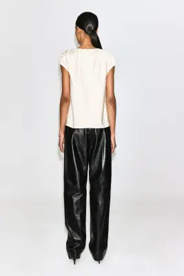 TOP EN SATIN FRONCÉ - IVOIRE — photo 4