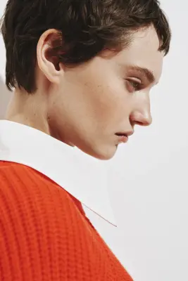 Top en maille côtelée - Rouge vif — photo 2