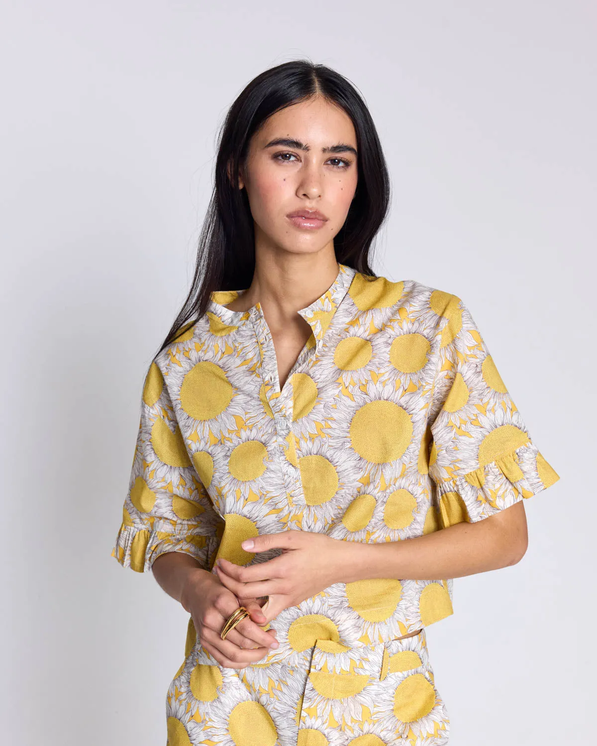 Blouse Constantine imprimé Liberty tournesols jaune