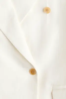 Blazer en lin à fermeture croisée - Blanc — photo 4