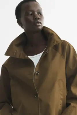 Veste en twill avec col entonnoir - Vert kaki — photo 1