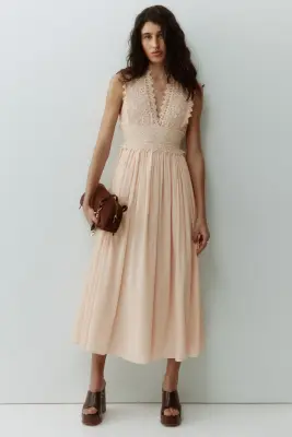 Lace-bodice dress - Beige clair — photo 1