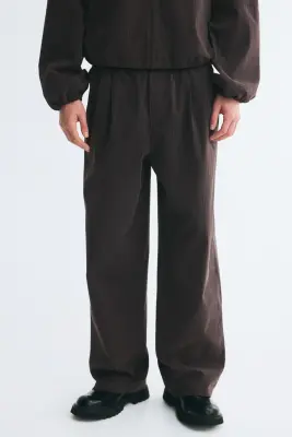 Pantalon plissé Loose Fit - Marron foncé — photo 1