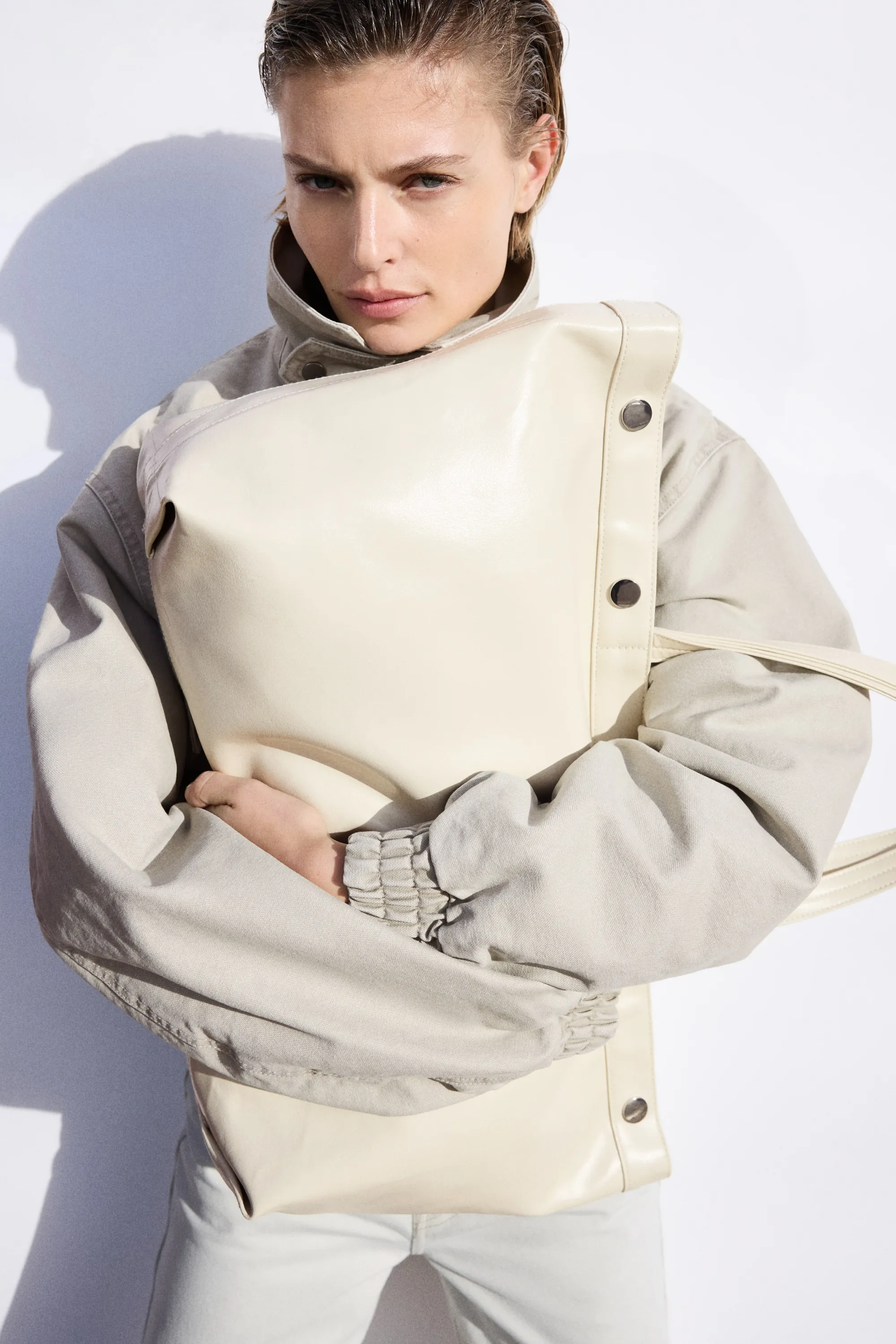 Tote bag en toile enduite - Beige clair