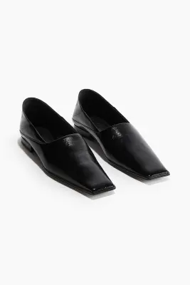 Mocassins à bout carré en cuir - Noir — photo 5