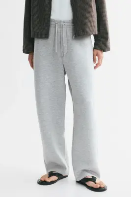 Pantalon jogger barrel Relaxed Fit en scuba - Gris chiné — photo 1