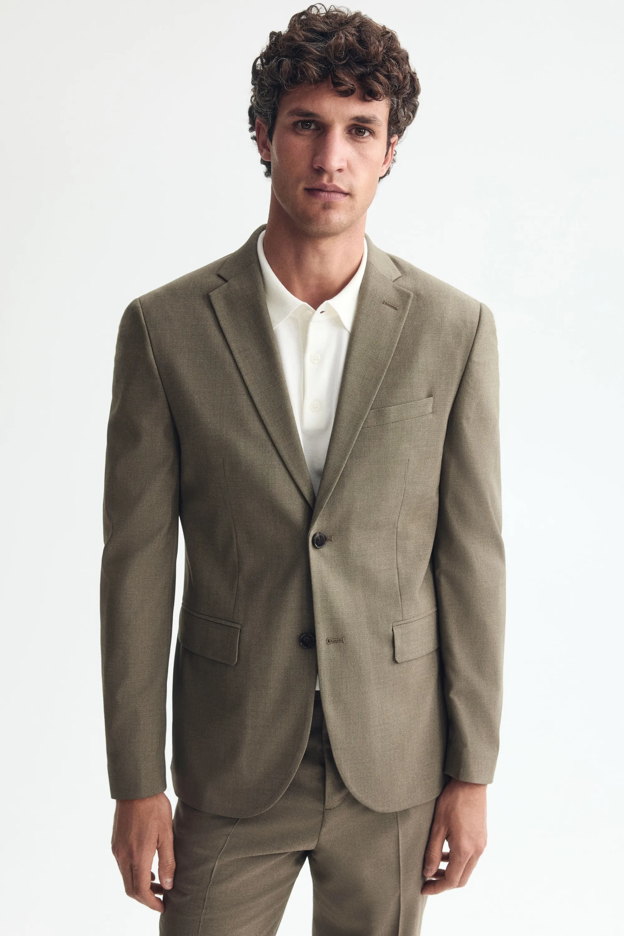 Veste Slim Fit à fermeture droite - Taupe