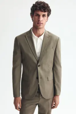 Veste Slim Fit à fermeture droite - Taupe — photo 1