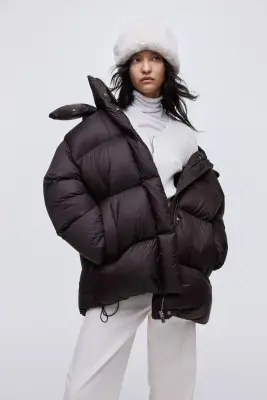 Hooded down puffer jacket - Marron foncé — photo 1