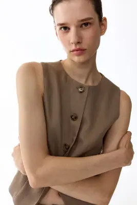 Gilet sans manches - Beige foncé — photo 2