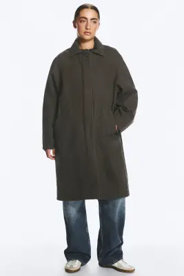 Manteau en toile coupe ample - Gris foncé — photo 2