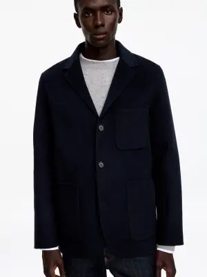 Blazer en laine double face - Bleu foncé — photo 3