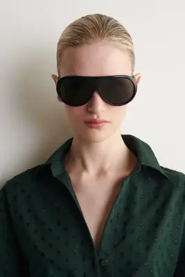 ROBE-CHEMISE EN JACQUARD DE COTON À POIS - VERT FONCÉ / À POIS — photo 2