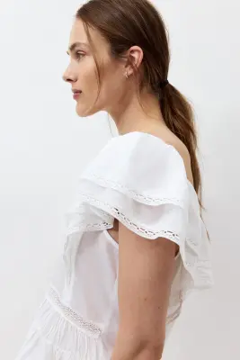 MAMA Blouse d’allaitement avec dentelle - Blanc — photo 1