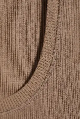 Débardeur côtelé à col carré - Taupe cendré — photo 3