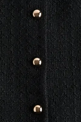 Robe à boutons en tissu bouclette - Noir — photo 5