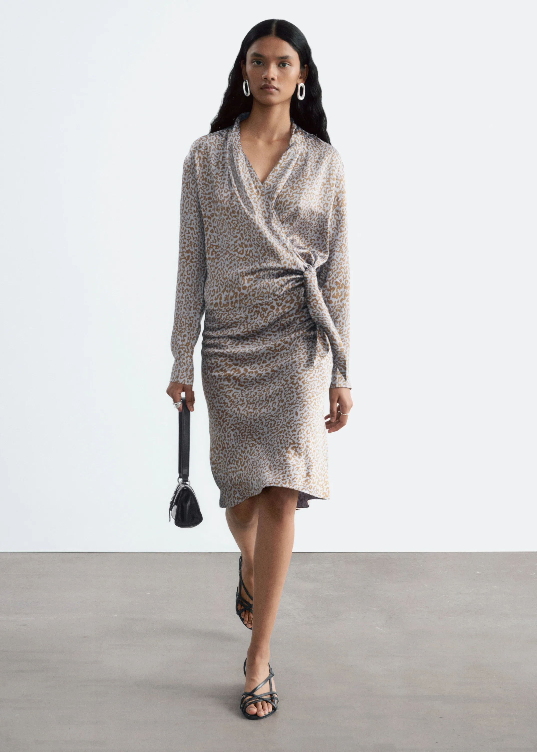 Blouse croisée - Gris/Imprimé léopard