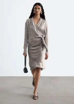 Blouse croisée - Gris/Imprimé léopard — photo 1