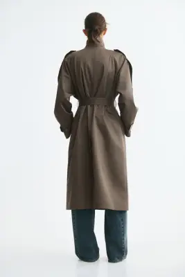 Trench-coat oversize en twill - Taupe foncé — photo 4