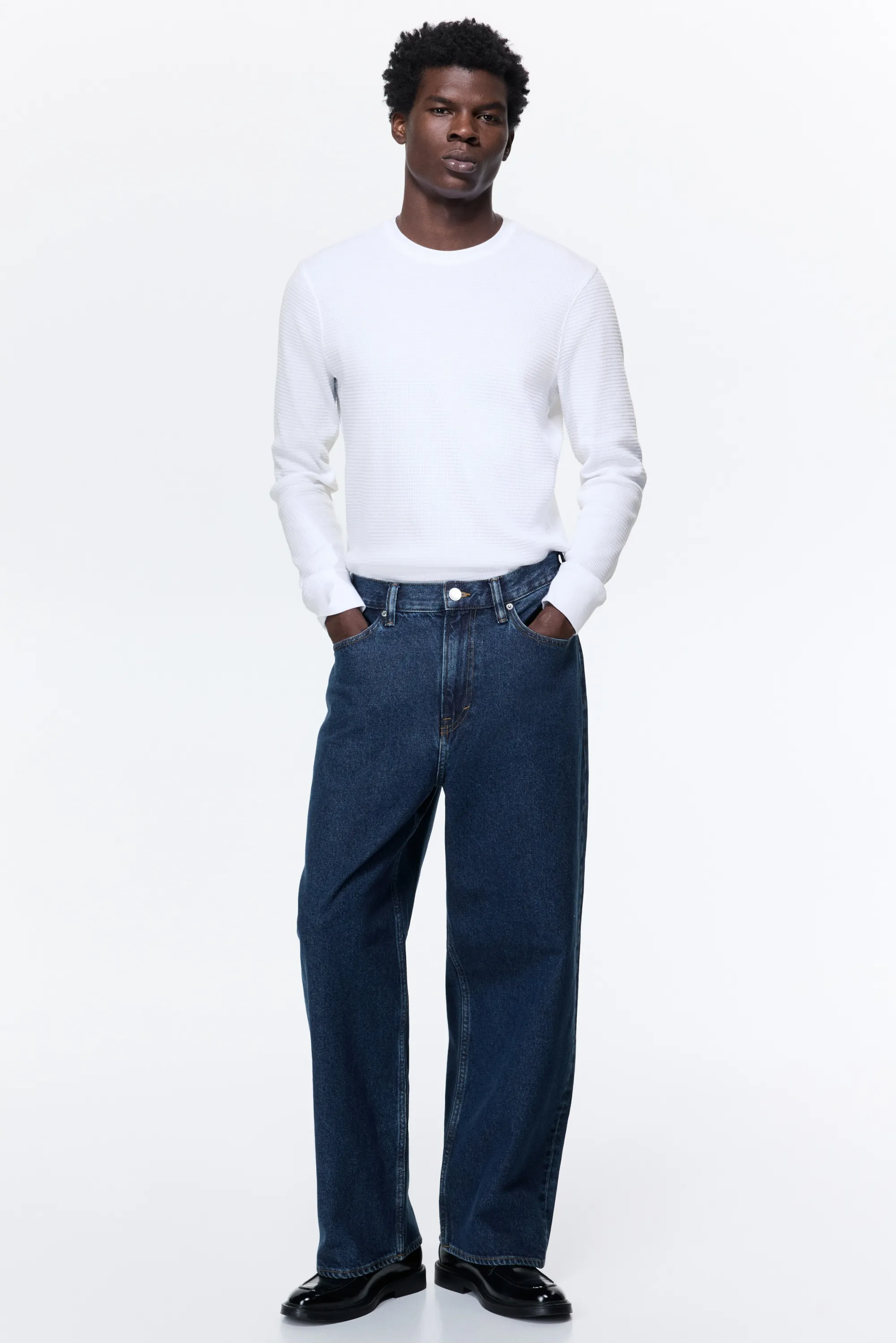 T-shirt Slim Fit en jersey gaufré - Blanc