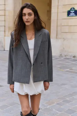 Blazer boxy - Gris/carreaux — photo 2