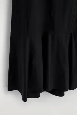 ROBE MIDI EN COTON À OURLET ABAISSÉ - NOIR — photo 5