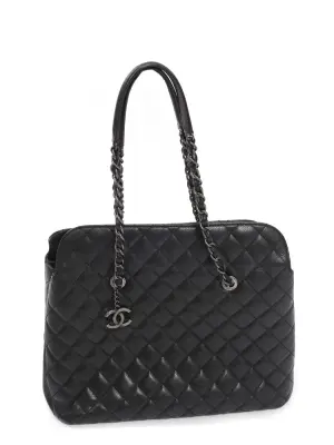 Sac large cabas Grand Shopping en cuir caviar matelassé noir Prix boutique 5400€ — photo 5