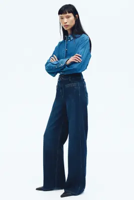 Wide High Jeans - Bleu denim foncé — photo 3