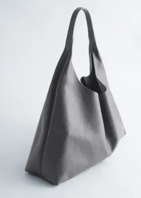 Sac cabas extra large en cuir - Gris foncé — photo 1