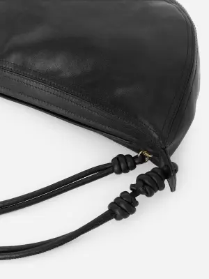 Sac demi-lune en cuir - Noir — photo 4