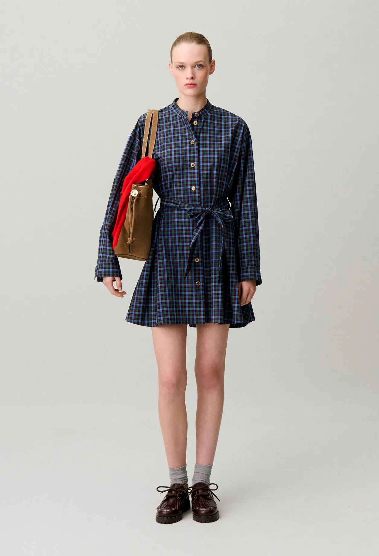 Robe chemise coton carreaux